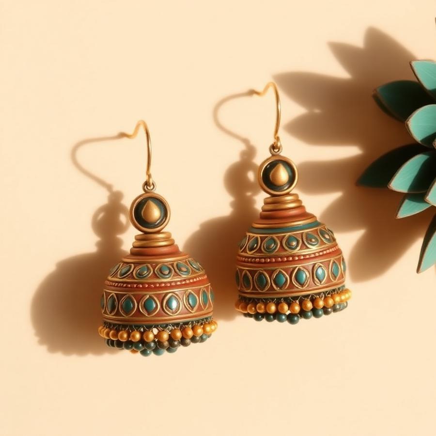 Teal Terracotta Jhumkas